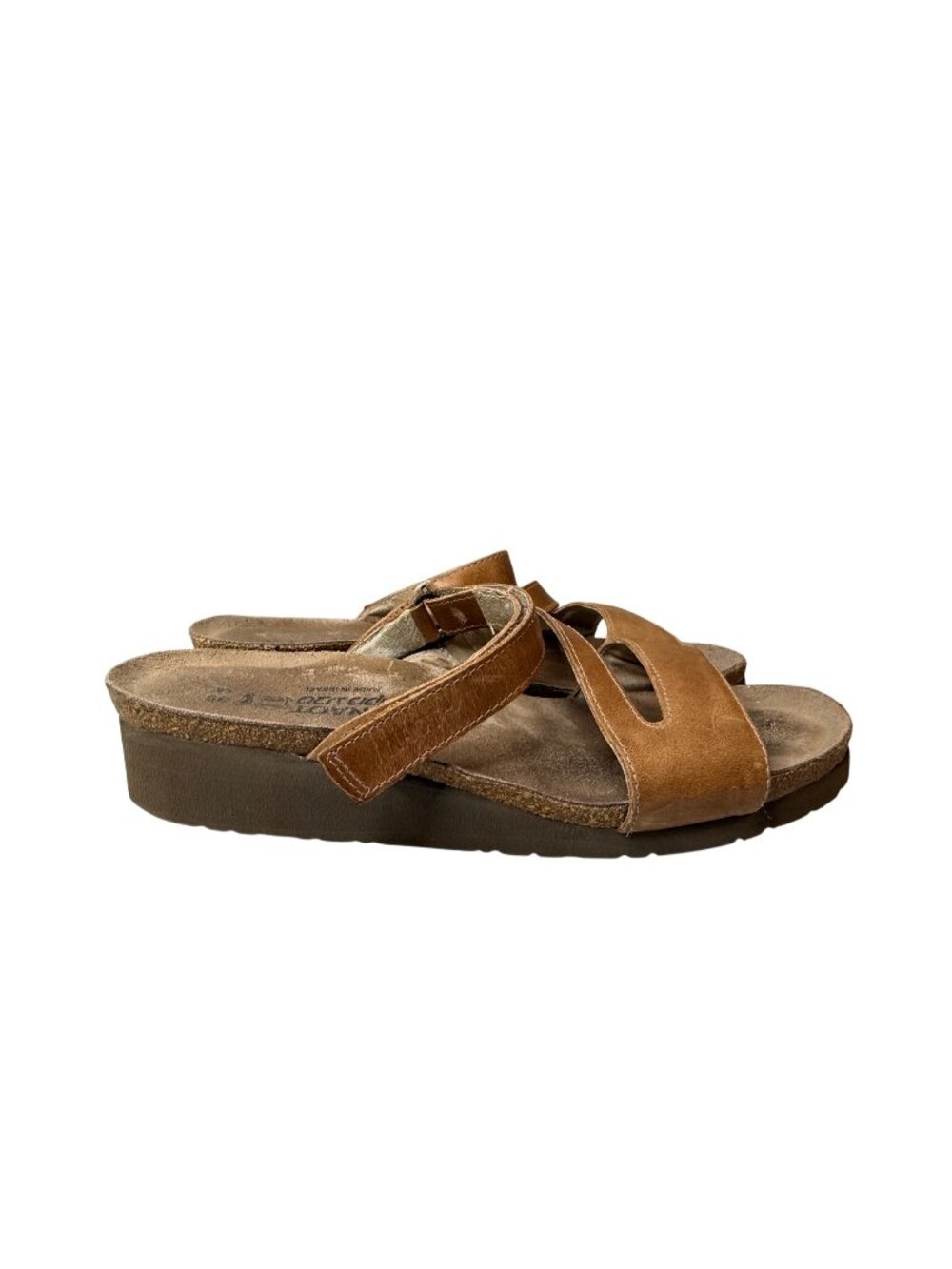 Naot Gabriela Slide Sandals Womens Size 39 Latte Brown Leather Adjustable